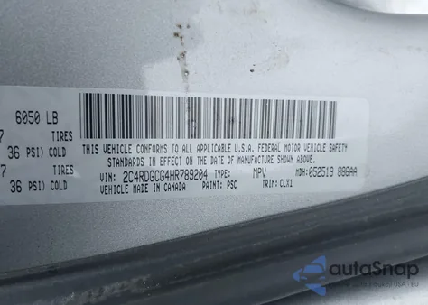 2017 Dodge Grand Caravan Sxt z USA, uszkodzony, nr VIN 2C4RDGCG4HR789204